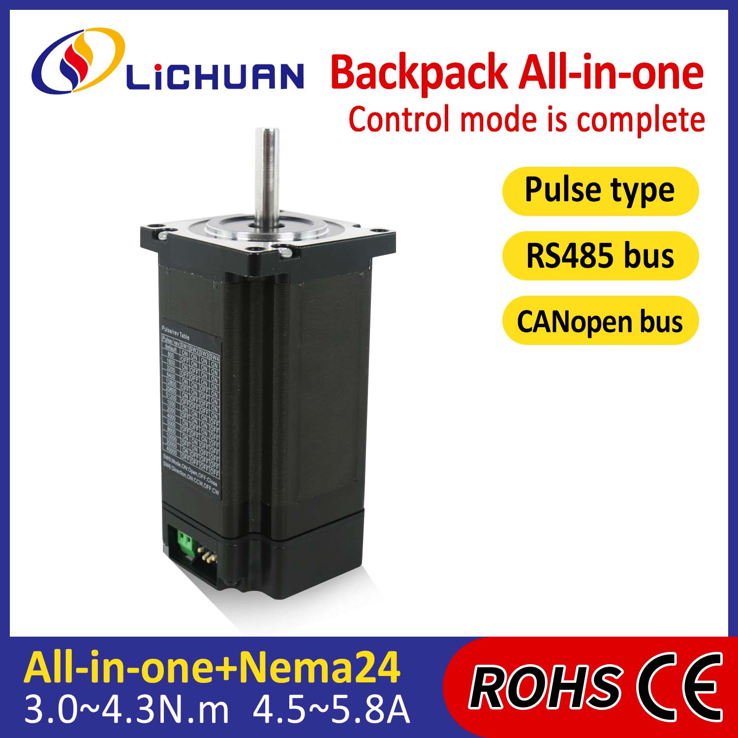 Sırt çantası tipi NEMA24 Açık Döngü Kapalı Döngü Entegre Step Motor